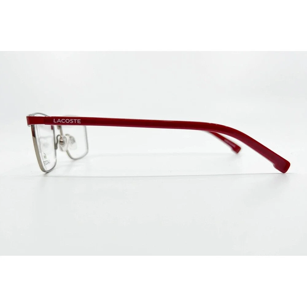 Lacoste Kids Eyeglasses L3106 615 Red Rectangle Full Rim Metal Frame 49-15
